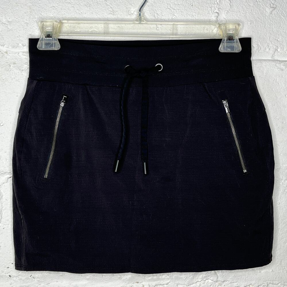 Athleta Trekkie North Skort Drawstring Zipper Pocket Women Black Size 4 - Picture 2 of 8